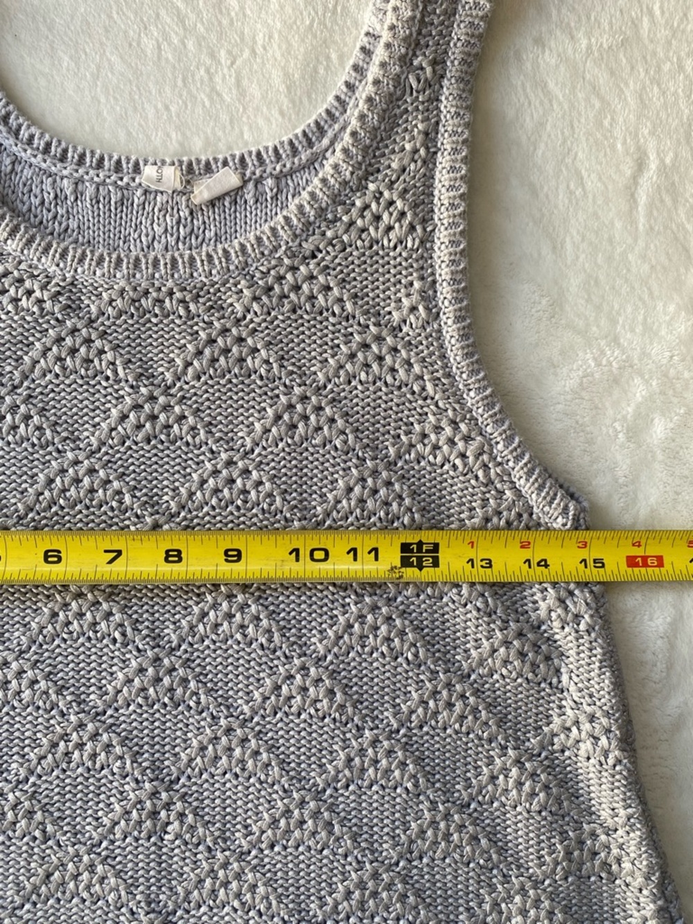 Moth Anthropologie Pointelle Geometric Knit Tank Top Gray Size M Cotton Blend - Picture 4 of 7